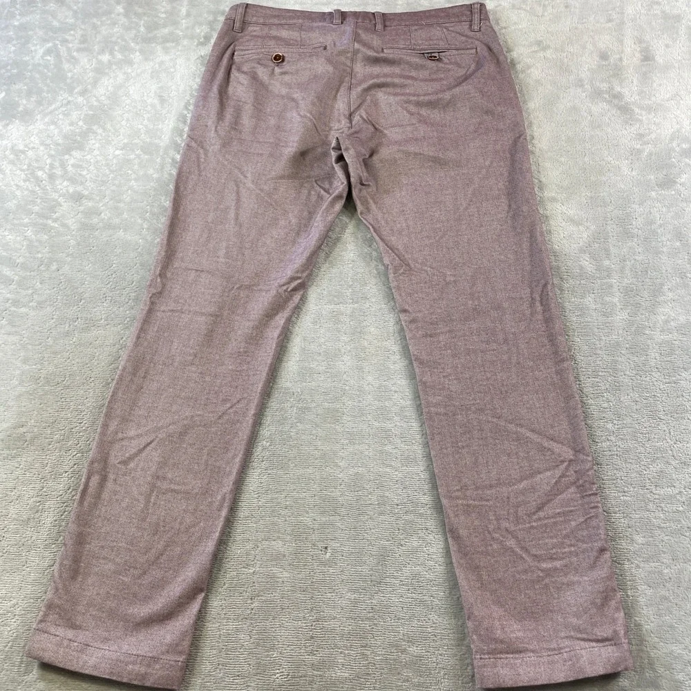Ted Baker Pants Mens 34R Burgundy Slub Stretch Office Preppy Minimalist Casual